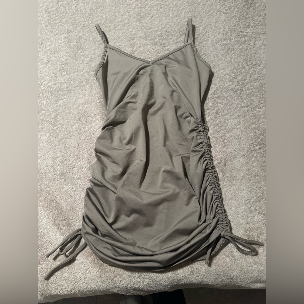 Gray Ruched Mini Dress